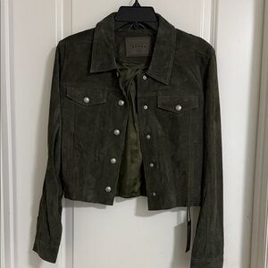 Blank NYC Dark Green Suede leather crop Jacket
